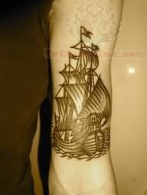 Jolly Roger Ship Tattoo